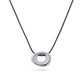 Γυναικείο Κοντό Κολιέ Waves Hollow Pebble BCO928 Anartxy Ατσάλι-Μαύρο Κορδόνι